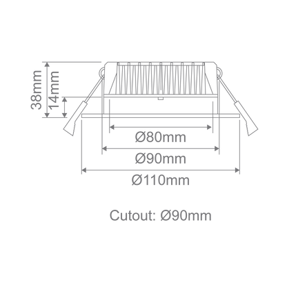 DECO 13 - 13W LED Tri-Colour Round Dimmable Deepset Downlight