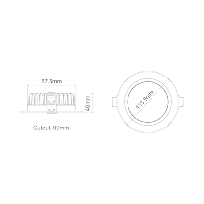 TACK 8W LED Tri-Colour Dimmable Deepset Downlight