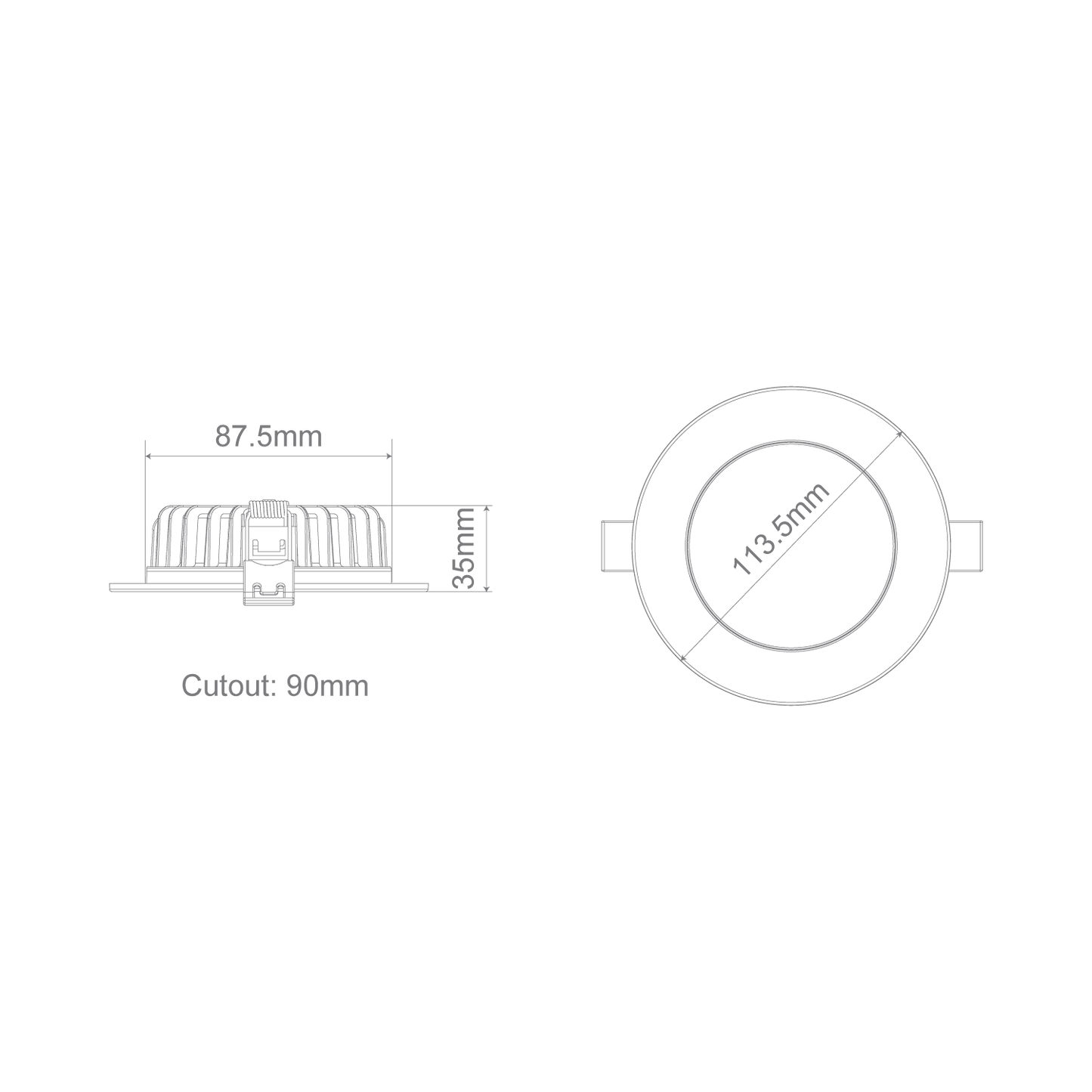 TICK 8W LED Tri-Colour Dimmable Flat Trim Downlight