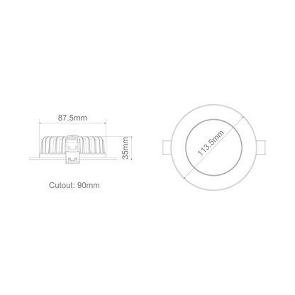 TICK 8W LED Tri-Colour Dimmable Flat Trim Downlight